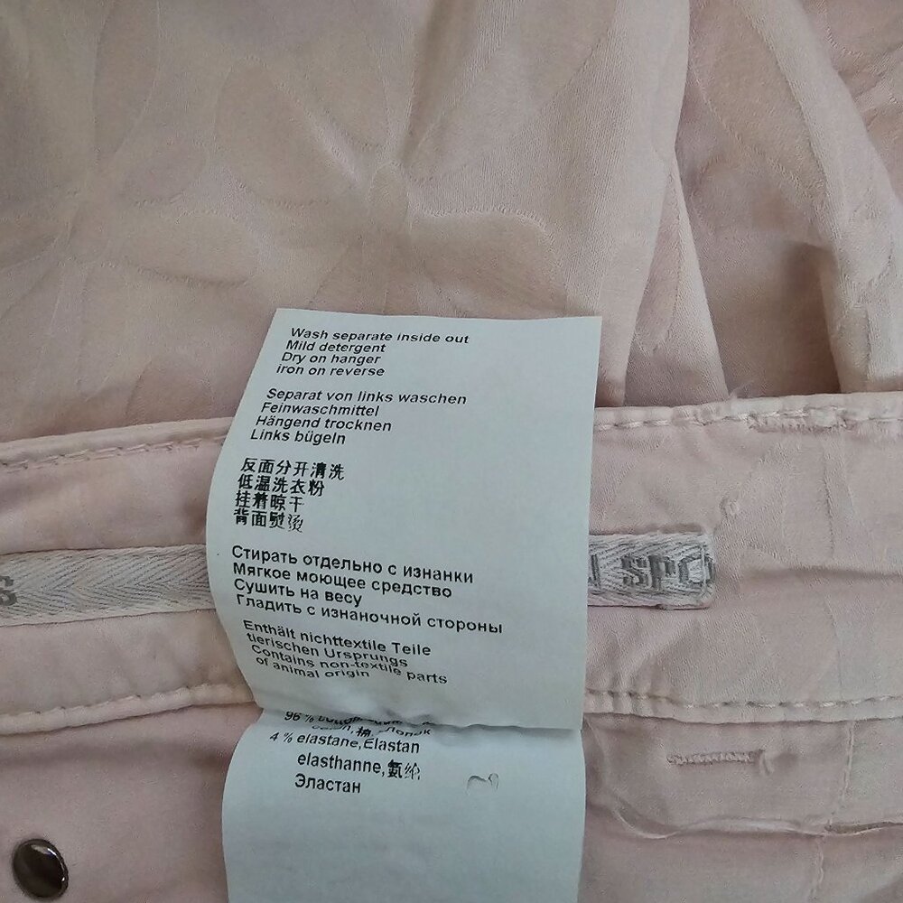 Marc Cain Light Pink Embossed Floral Pattern Slim Fit Pants Women's Size N5/US10 - Picture 10 of 16